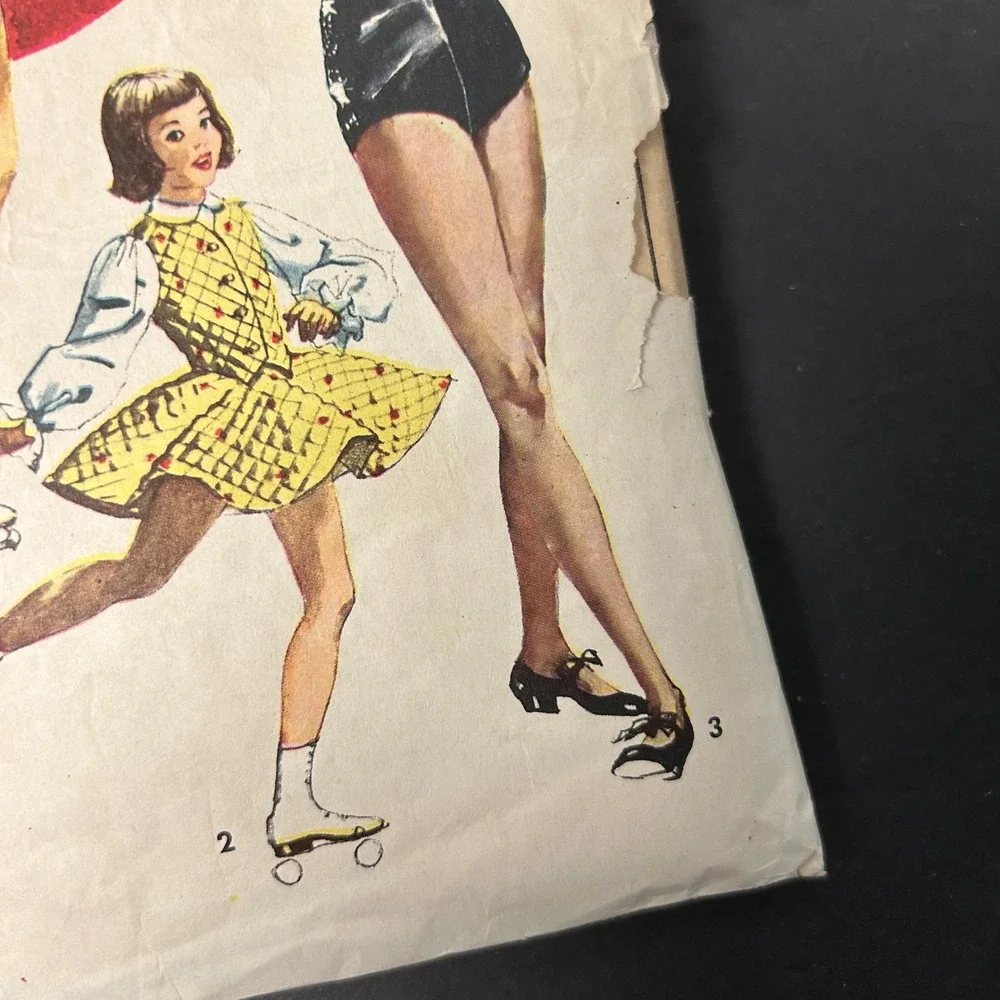 Vintage 50's Simplicity 4035 Sewing Pattern Girls 12 Dance Skirt Blouse Vest